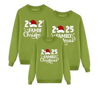 Ensemble de pulls de Noël 2025 pour femme, homme, enfant, drôle Pull de Noël Ugly Christmas Sweater Col Rond Unisexe Pull de Noël Couple Tenue de Noël Moche Sweat-shirt Costume de Noël, vert, 3-4 ans