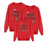 Ensemble de pulls de Noël 2025 pour femme, homme, enfant, drôle Pull de Noël Ugly Christmas Sweater Col Rond Unisexe Pull de Noël Couple Tenue de Noël Moche Sweat-shirt Costume de Noël, Rouge 1, M