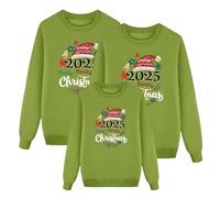 Ensemble de pulls de Noël 2025 pour femme, homme, enfant, drôle Pull de Noël Ugly Christmas Sweater Col Rond Unisexe Pull de Noël Couple Tenue de Noël Moche Sweat-shirt Costume de Noël, Green4., XXL