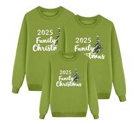 Ensemble de pulls de Noël 2025 pour femme, homme, enfant, drôle Pull de Noël Ugly Christmas Sweater Col Rond Unisexe Pull de Noël Couple Tenue de Noël Moche Sweat-shirt Costume de Noël, Green5, M