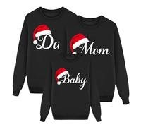 Ensemble de pulls de Noël pour la famille - Femmes Hommes Enfants Drôle Pull de Noël Renne Pull de Noël Couple Pull Unisexe Col Rond Sweat-shirt Moche Tenue de Noël, Noir 33, 6-7 ans