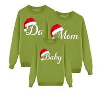 Ensemble de pulls de Noël pour la famille - Femmes Hommes Enfants Drôle Pull de Noël Renne Pull de Noël Couple Pull Unisexe Col Rond Sweat-shirt Moche Tenue de Noël, Vert 34, XXL