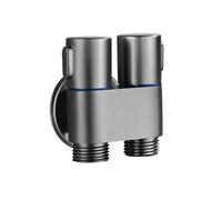 Ensemble de pulvérisateur de bidet de toilette mural à valve d'angle en alliage de zinc, pulvérisateur de nettoyage d'eau une entrée deux sorties, 1 pièce(Gray)