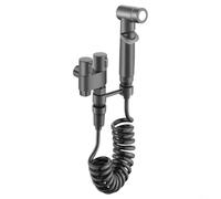 Ensemble de pulvérisateur de bidet portatif à double sortie, valve d'angle en alliage robuste avec pression réglable, kit de douche G1/2, lavage et entretien des couches, gris