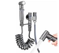 Ensemble de pulvérisation de robinet mural Fresh pour salle de bain, compagnon de toilette, pulvérisateur de bidet à main pour toilettes, vanne de contrôle double 1 entrée 2 sorties (Gris)