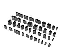 Ensemble de punch de trou en cuir, kit de décès en cuir avec boîtier de rangement, 39pcs Forme de style trou creux cutter artisanat outil de bricolage en métal