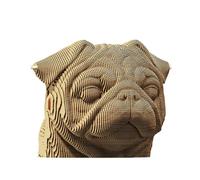 Ensemble de Puzzle 3D CARTONIC - Pug - Dog - Puzzle 3D en Carton - Le Carton se transforme en Une Figure en Relief - Tous Les âges - 96 Piece Cardboard 3D Jigsaw Puzzle