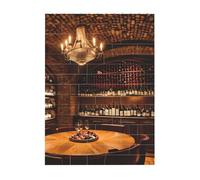 Ensemble de puzzle en brique d'art à faire soi-même - Puzzle 3D - Cave à vin rouge - Image imprimée - Décoration de bureau - 10,2 x 14 cm