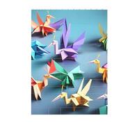 Ensemble de puzzle en briques d'art à faire soi-même - Blocs de construction 3D - Origami - Grues - Décoration de bureau - 10,2 x 14 cm