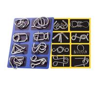 Ensemble de puzzle en fil métallique - Kit de défi de casse-tête de 16 pièces, jeux de logique de test mental éducatif | Collection de jouets d'énigmes en acier torsadé, activité de formation aux comp