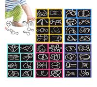 Ensemble de puzzle en métal, 40 pièces Total Mind Teaser | Silver Wire Logic Interlock Jeu d'intelligence 420 g Brain Thinking Skill Developer pour adultes, fête, voyage, école, divertissement