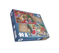 Ensemble de puzzle ours de Noël - 2 puzzles de 100 pièces pour enfants avec boîte de vacances festive avec ours en peluche scènes de Noël chantant avec des chants via code QR Activité de vacances