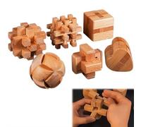 Ensemble de puzzles 3D emboîtables en bois - 6 casse-tête uniques pour adultes, adolescents et personnes âgées, finition lisse, jeu de dextérité Lu Ban Lock - Jouet de pensée éducatif pour la maison