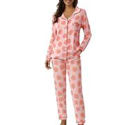 Ensemble de pyjama 2 pièces à carreaux pour femme - Manches longues boutonnées et jambes larges - Bas à taille haute élastique - Léger - Doux et confortable - Ensemble de pyjama deux pièces pour femme