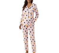Ensemble de pyjama 2 pièces à carreaux pour femme - Manches longues boutonnées et jambes larges - Bas à taille haute élastique - Léger - Doux et confortable - Ensemble de pyjama deux pièces pour femme