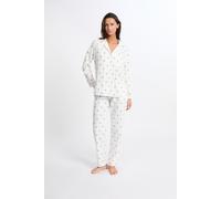 Ensemble de pyjama 2 pièces à motif coeur en coton flanelle - Milo - L - Ecru - Femme - Etam