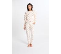 Ensemble de pyjama 2 pièces à motifs coeurs en velours - Mathilde - XL - Ecru - Femme - Etam