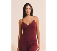 Ensemble de pyjama 2 pièces en maille côtelé détails dentelle - Nettie - XL - Grenat - Femme - Etam