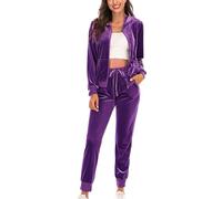 Ensemble de pyjama à capuche en polaire pour femme - Manches longues - Épais - Chaud - Avec poches - Moelleux et doux - Pour l'hiver - Vêtement de nuit, violet, L
