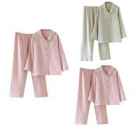 Ensemble de pyjama à carreaux pour femme - Ensemble de pyjama classique boutonné - Vêtements de nuit à carreaux - Coupe régulière - Vêtement de nuit tartan avec poche - Tenue quotidienne simple pour