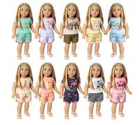 Ensemble de pyjama à manches courtes d'été pour poupée American Girl de 18 pouces, poupée chauve avec tenue short xm3280,xm3281,xm3282,xm3284,xm3285,xm3276,xm3277,xm3278,xm3279,XM3285-1Non-tissé