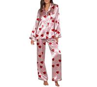 Ensemble de pyjama à manches longues et boutons à revers pour femme | Ensemble de pyjama 2 pièces avec pantalon et hauts boutonnés confortables pour femme
