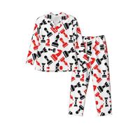 Ensemble de pyjama à manches longues pour homme motif échecs, taille S à XXL pour un usage quotidien à la maison, escapades de week-end, Noir/blanc, S