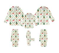 Ensemble de pyjama assorti Mommy and Me en satin Joyeux Noël amusant pour la famille, les vacances, ensemble de pyjama doux pour femme, pyjama de Noël pour la famille, vêtements de nuit, M_vert, 9-10