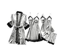 Ensemble de pyjama avec haut et short, vêtements de nuit sexy pour femme | Lot de 4 robes de jupon de nuit pour une beauté sexy, robe de maison confortable pour San, lune de miel, anniversaire