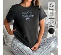Ensemble de pyjama avec imprimé nœud et cœur - T-shirt graphique "Juste une sieste de plus" et pantalon de détente long, vêtements de nuit décontractés L,M,S,XLgraphique,Lettres,RayéÉtoffe