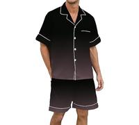 Ensemble de Pyjama boutonné à Manches Courtes en Satin de Soie imprimé Multicolore dégradé pour Hommes Ligereza Que se Agradece al Usar