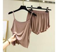 Ensemble de pyjama caraco et short avec bordure en dentelle de couleur unie pour femmes, vêtement de nuit ample et fin pour les vacances d'été, la plage, le yoga, les vacances, la longueur normale en