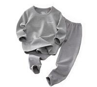 Ensemble de pyjama confortable en coton pour enfants garçons filles hiver deux pièces simples Pjs pour adolescents Sleepwear Homewear Suit 6-10 ans, gris foncé, 11-12 ans