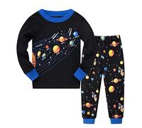 Ensemble de pyjama court en coton pour garçon - Système solaire - 2 pièces - Pour enfants de 2 à 7 ans, a-noir, 7 ans