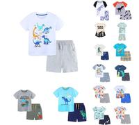 Ensemble De Pyjama Court Garçon Coton Dinosaure Imprimé - Ensemble T-Shirt À Manches Courtes Et Short Pour Garçon Léger D'été - Tops Et Short Enfant Confort - Vetements De Nuit Enfant 2-7 Ans