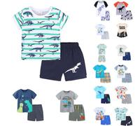 Ensemble De Pyjama Court Garçon Coton Dinosaure Imprimé - Ensemble T-Shirt À Manches Courtes Et Short Pour Garçon Léger D'été - Tops Et Short Enfant Confort - Vetements De Nuit Enfant 2-7 Ans