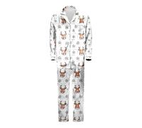 Ensemble de pyjama de Noël en soie synthétique avec design à manches longues pour des vacances confortables et des moments harmonieux à la maison avec papa de toute la famille, Blanc., XXL