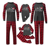 Ensemble de pyjama de Noël familial pour homme et femme avec lettres imprimées - Pyjama assorti confortable pour elle et lui - Motif dessin animé mignon - Pour garçons et filles - Noël assorti - Mon S