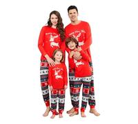 Ensemble de pyjama de Noël familial pour homme et femme avec lettres imprimées - Pyjama assorti confortable pour elle et lui - Motif dessin animé mignon - Pour bébé de 12 mois à 18 mois - 384