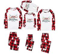 Ensemble de pyjama de Noël familial pour homme et femme avec lettres imprimées - Pyjama assorti confortable pour elle et lui - Motif dessin animé mignon - Pour garçons et filles - Noël - Mon XL - 26