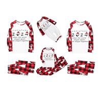 Ensemble de pyjama de Noël familial pour homme et femme avec lettres imprimées - Pyjama assorti confortable pour elle et lui - Motif dessin animé mignon - Pour garçons et filles - Noël assorti - Mon L