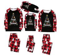 Ensemble de pyjama de Noël familial pour homme et femme avec lettres imprimées - Pyjama assorti confortable pour elle et lui - Motif dessin animé mignon - Pour garçons et filles - Noël assorti - Mon M