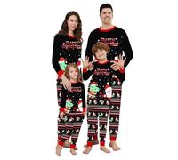 Ensemble de pyjama de Noël familial pour homme et femme avec lettres imprimées - Pyjama assorti confortable pour elle et lui - Motif dessin animé mignon - Pour garçons et filles - Noël assorti - Mon S