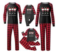Ensemble de pyjama de Noël familial pour homme et femme avec lettres imprimées - Pyjama assorti confortable pour elle et lui - Motif dessin animé mignon - Pour bébé de 12 mois à 18 mois - 345