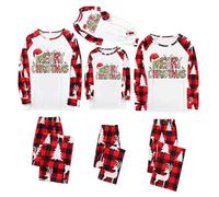 Ensemble de pyjama de Noël familial pour homme et femme avec lettres imprimées - Pyjama assorti confortable pour elle et lui - Motif dessin animé mignon - Pour garçons et filles - Noël assorti Mon L