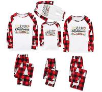 Ensemble de pyjama de Noël familial pour homme et femme avec lettres imprimées - Pyjama assorti confortable pour elle et lui - Motif dessin animé mignon - Noël assorti - 148, Rouge, 2-3 ans