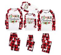 Ensemble de pyjama de Noël familial pour homme et femme avec lettres imprimées - Pyjama assorti confortable pour elle et lui - Motif dessin animé mignon - Pour bébé de 0 mois à 3 mois - 380