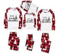Ensemble de pyjama de Noël familial pour homme et femme avec lettres imprimées - Pyjama assorti confortable pour elle et lui - Motif dessin animé mignon - Pour bébé de 18 mois à 24 mois à 17 ans