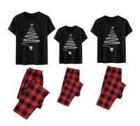 Ensemble de pyjama de Noël familial pour homme et femme avec lettres imprimées - Pyjama assorti confortable pour elle et lui - Motif dessin animé mignon - Pour garçons et filles - Noël assorti Mon L