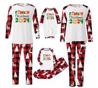 Ensemble de pyjama de Noël familial pour homme et femme avec lettres imprimées - Pyjama assorti confortable pour elle et lui - Motif dessin animé mignon - Pour bébé de 6 mois à 12 mois - 199